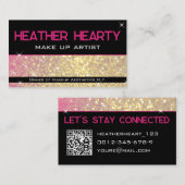 QR Code Template Luxus Rose Gold Girly Pink Visitenkarte (Vorne/Hinten)