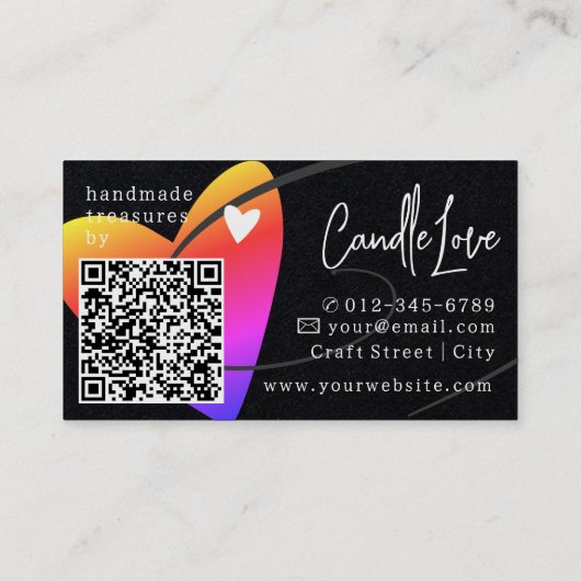 QR-Code Template Rainbow Made Liebe Heart Crafters Visitenkarte (Rückseite)