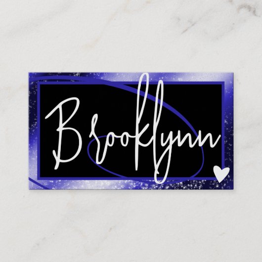 QR Code Template Stilvoll Royal Blue Frame Heart Visitenkarte (Vorderseite)