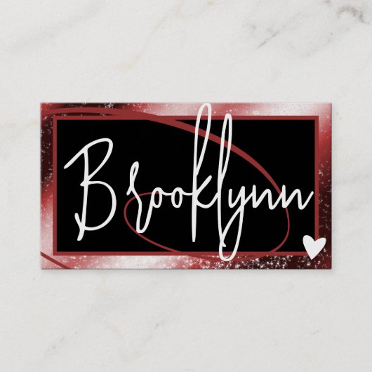 QR Code Template Stilvolle Red Burgundy Frame Hear Visitenkarte (Vorderseite)