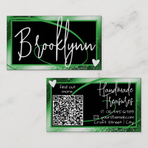 QR Code Template Stilvolles Forest Green Frame Her Visitenkarte