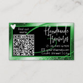 QR Code Template Stilvolles Forest Green Frame Her Visitenkarte (Rückseite)