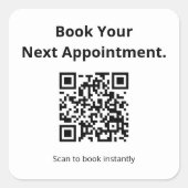 QR-Code „Termin buchen“ Quadratischer Aufkleber (Vorderseite)