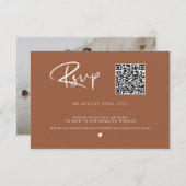QR Code Terra Cotta Foto RSVP Card (Vorne/Hinten)