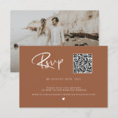 QR Code Terra Cotta Foto RSVP Card Karte (Vorne/Hinten)