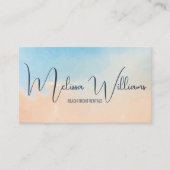 QR-Code | Terracotta Blue Watercolor Hintergrund Visitenkarte (Vorderseite)