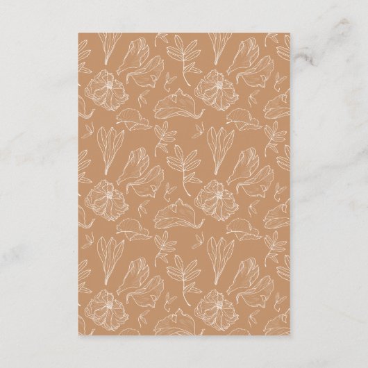 QR Code Terracotta Floral Wedding Details Begleitkarte (Rückseite)