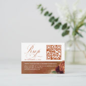 QR Code Terracotta Floral Wedding RSVP Begleitkarte (Stehend Vorderseite)
