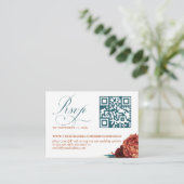 QR Code Terracotta Floral Wedding RSVP Begleitkarte (Stehend Vorderseite)