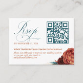 QR Code Terracotta Floral Wedding RSVP Begleitkarte (Vorderseite)