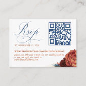 QR Code Terracotta floral Wedding RSVP Umschließun Begleitkarte (Vorderseite)
