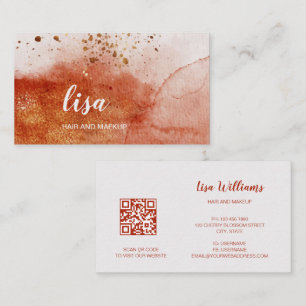 QR Code Terracotta Gold Aquarellfarbe Busi Visitenkarte