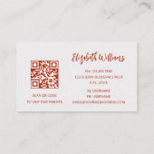 QR Code Terracotta Gold Aquarellfarbe Hintergrund Visitenkarte (Rückseite)