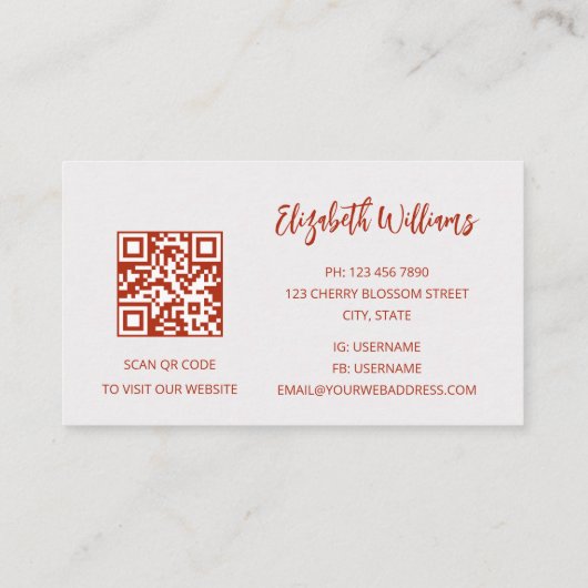 QR Code Terracotta Gold Aquarellfarbe Hintergrund Visitenkarte (Rückseite)