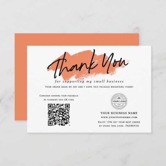 QR-Code Terracotta-Paket einfügen kleine Unternehm Dankeskarte (Vorne/Hinten)