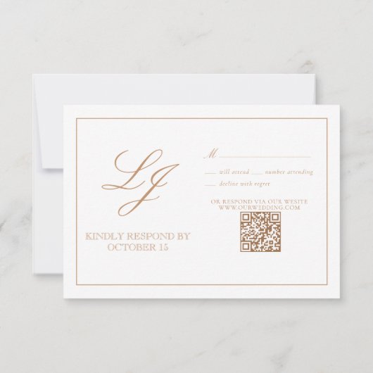 QR Code Terracotta Script Monogram Wedding RSVP Karte (Rückseite)