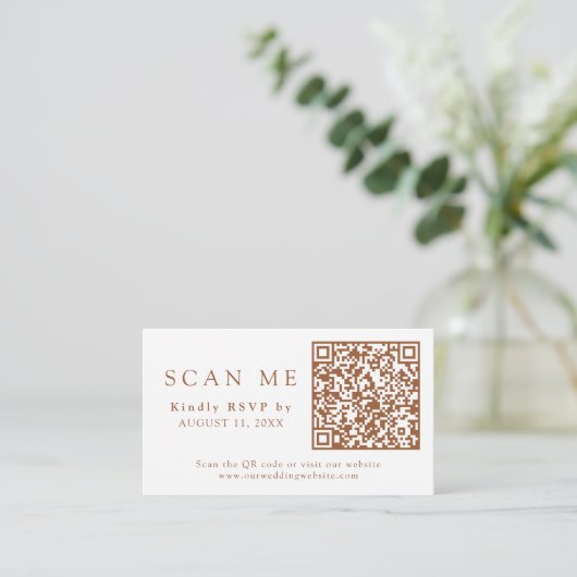 QR Code Terracotta Wedding RSVP Enclosure Begleitkarte (Stehend Vorderseite)
