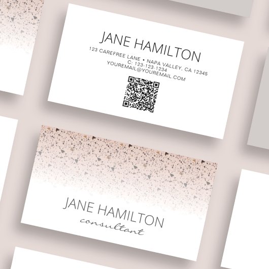QR Code Terrazzo Retro Profile Business Card Visitenkarte