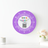 QR-Code-Text-Logo und Farben - Werbeaufsicht Große Wanduhr (Zuhause)