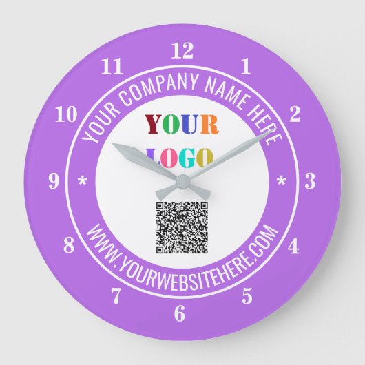 QR-Code-Text-Logo und Farben - Werbeaufsicht Große Wanduhr (Vorderseite)