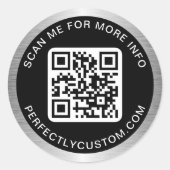 QR-Code Text silbergrauer Farbverlauf schwarz Runder Aufkleber (Vorderseite)