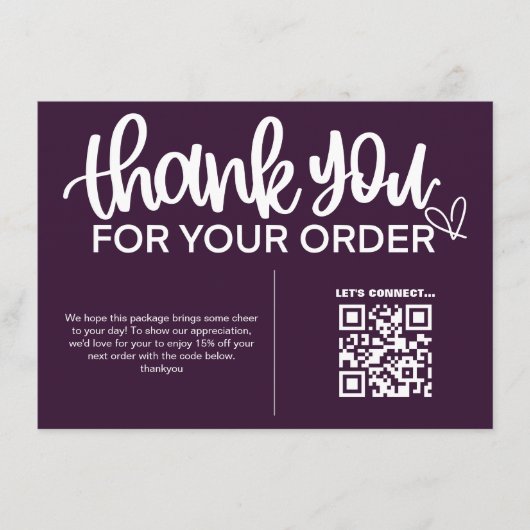 QR Code Thank For Your Purchase Package Insert (Vorderseite)