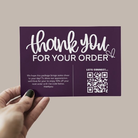 QR Code Thank For Your Purchase Package Insert