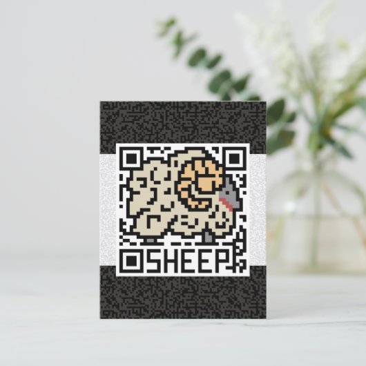 QR Code the Sheep Postkarte (Stehend Vorderseite)