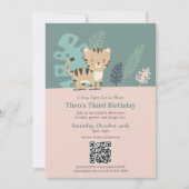 QR-Code Tiny Tiger Soft Jungle Kindergeburtstag Einladung (Vorderseite)