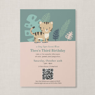 QR-Code Tiny Tiger Soft Jungle Kindergeburtstag Einladung