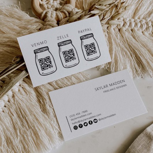 QR-Code Tipps für die Prüfung der Bargeldzahlungen Visitenkarte