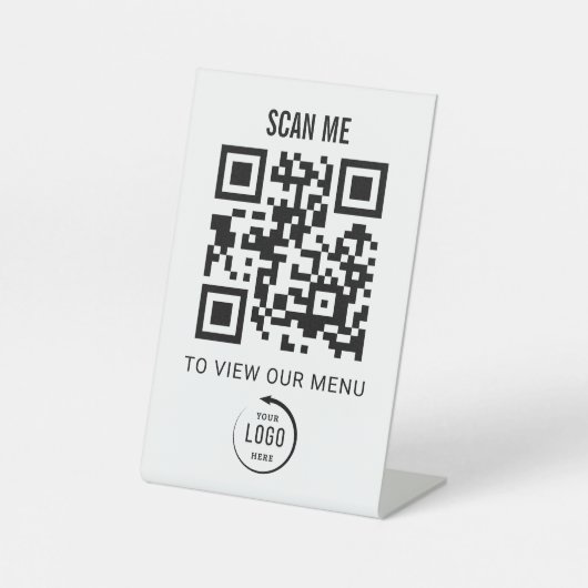 QR-Code-Tischschild | Digitales Menü-Ständerschild Sockelschild (Vorderseite)