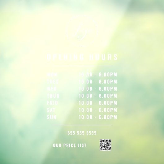 QR-Code transparent für die White Opening Stunden Fensteraufkleber (Blatt 3)