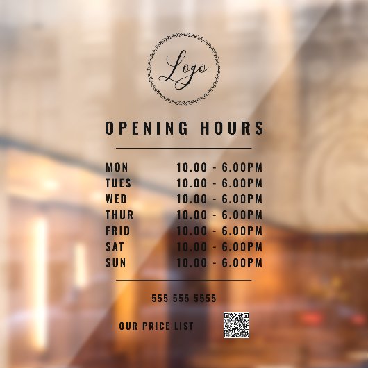 QR-Code transparent für Schwarze Öffnungszeiten Fensteraufkleber (Blatt 2)