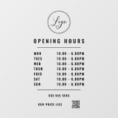 QR-Code transparent für Schwarze Öffnungszeiten Fensteraufkleber (Blatt)