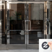 QR-Code transparent für Schwarze Öffnungszeiten Fensteraufkleber (Büro Tür)