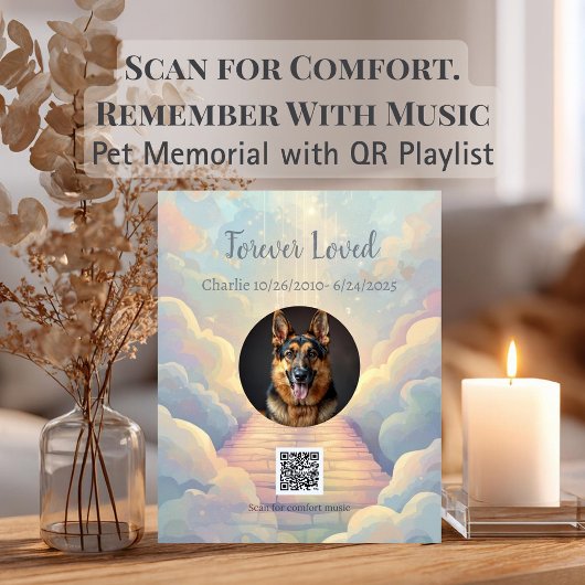 QR-Code Trauer-Playlist Rainbow Bridge Tribut Fotoplatte