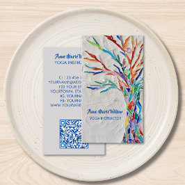 QR Code Tree of Life Yoga Instructor Business Card Visitenkarte