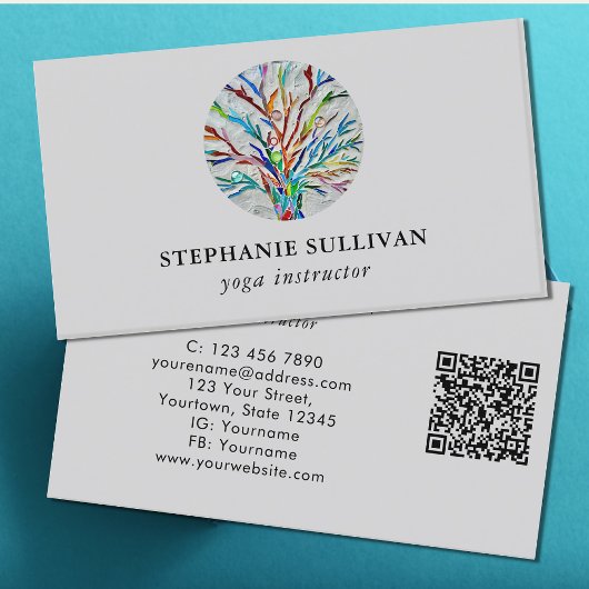 QR Code Tree of Life Yoga Instructor Visitenkarte