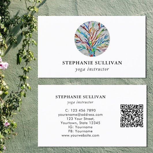 QR Code Tree of Life Yoga Instructor Visitenkarte