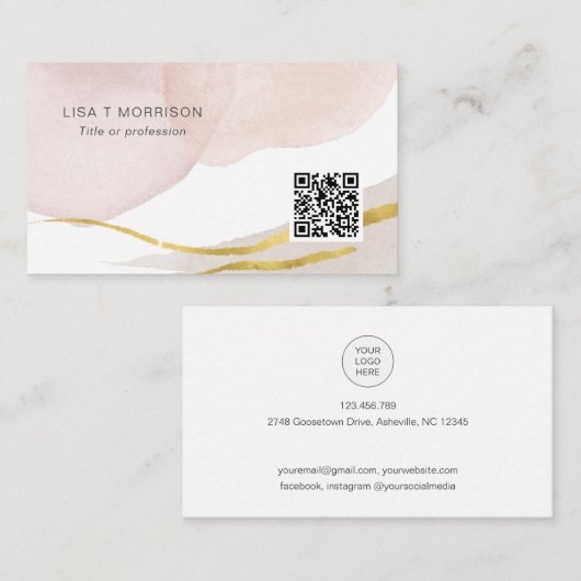 QR-Code Trendfarbiges abstraktes Logo Visitenkarte (Vorne/Hinten)