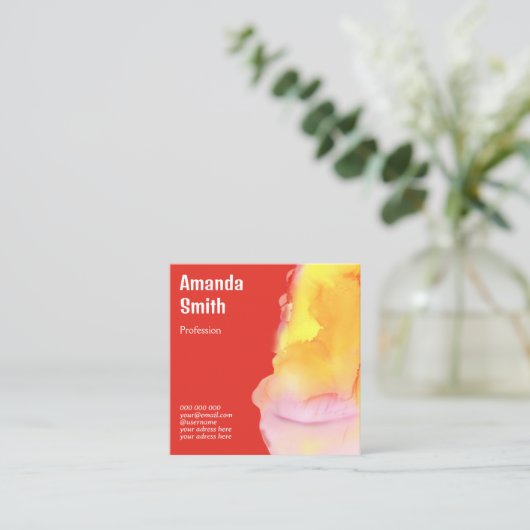 QR-Code trendy abstrakte Wasserfarbe cool Quadratische Visitenkarte (Stehend Vorderseite)