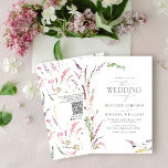 QR Code Trendy Elegante Wildblume Floral Wedding Einladung<br><div class="desc">Die Einführung des QR Code Trendy Elegant Wildblume Floral Wedding Einladung! Jeder wird diese schöne und zarte Hochzeitseinladung mit modernen, eleganten Details Liebe geben. Es beginnt mit einem lässigen Arrangement aus Lila-Lavendel, Rosa, Gelb und Blau-Wildblumen und botanischem Grün. Dazu können Sie Ihre Details mit einer schönen, modernen, handgeschriebenen Kalligraphie personalisieren,...</div>