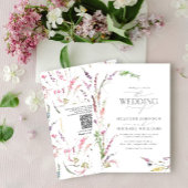 QR Code Trendy Elegante Wildblume Floral Wedding Einladung