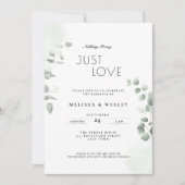 QR-Code-Trendy-Greenery-Nur-Liebe-Hochzeit Einladung (Vorderseite)