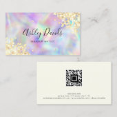 QR Code Trendy Holographic Glitzer Makeup Artist Visitenkarte (Vorne/Hinten)