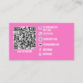 QR Code Trendy Hot Pink Minimal Nail Tech Visitenkarte (Rückseite)