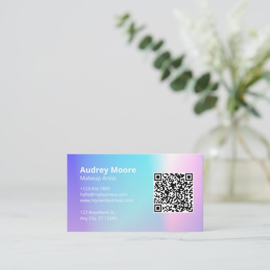 QR Code Trendy Makeup Artist Visitenkarte (Stehend Vorderseite)