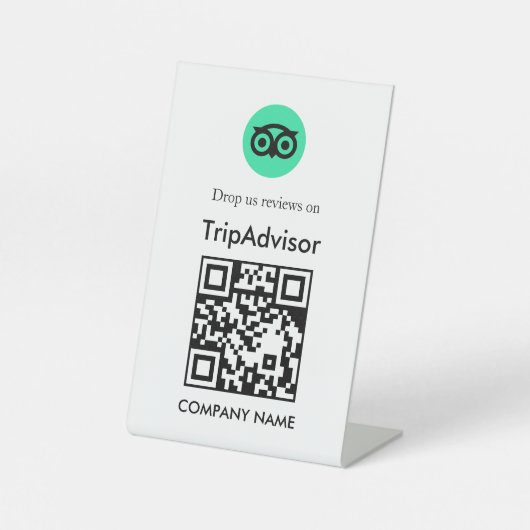 QR-Code Tripadvisor-Bewertung im Tischdesign Sockelschild (Vorderseite)