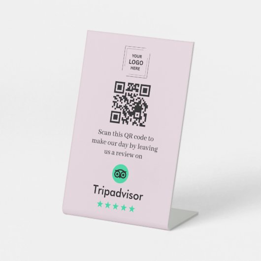 QR-Code Tripadvisor-Bewertungslink Tischplatte Sockelschild (Vorderseite)